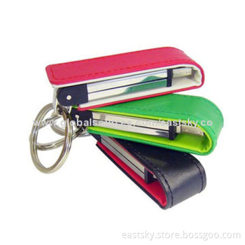 Leather Promotional USB Flash Drive, Warranty Free for 2 Years, Leather Material, Comes in Red/Green